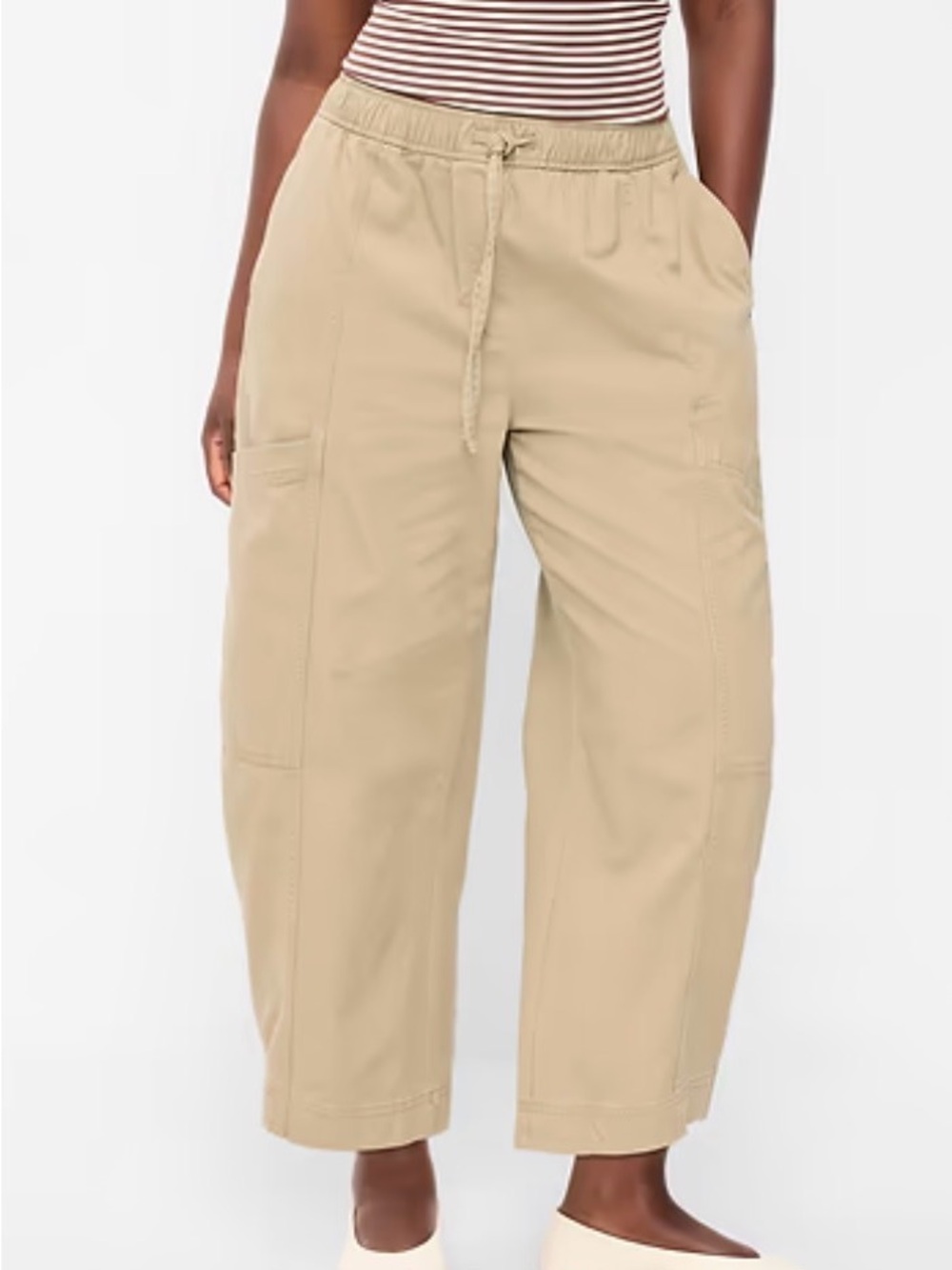 Mid-Rise Barrel-Leg Utility Pants